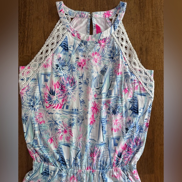 Lilly Pulitzer Lala Romper SZ XS Crew Blue Tint Sea To Shining Sea - Picture 6 of 16